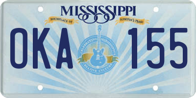 MS license plate OKA155