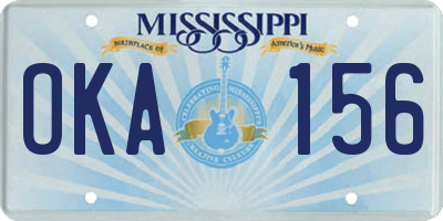 MS license plate OKA156