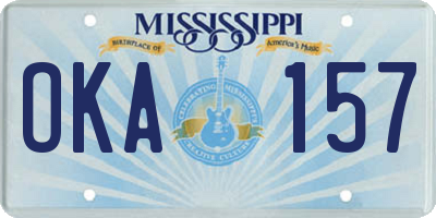 MS license plate OKA157