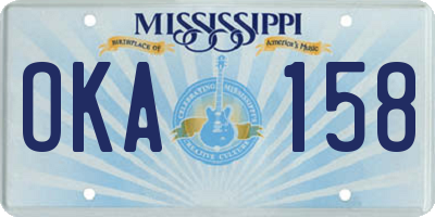 MS license plate OKA158