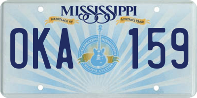 MS license plate OKA159
