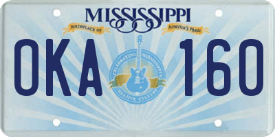 MS license plate OKA160