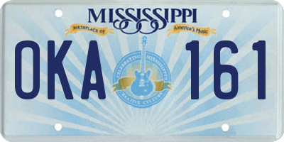 MS license plate OKA161