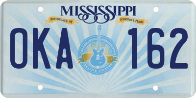 MS license plate OKA162