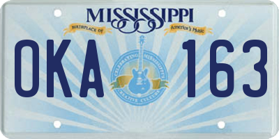 MS license plate OKA163