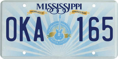 MS license plate OKA165