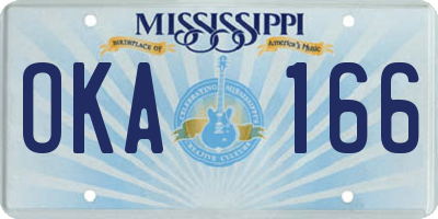 MS license plate OKA166