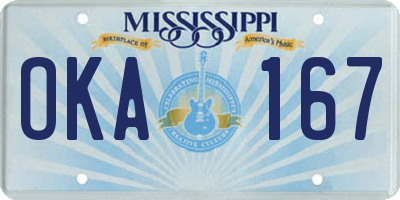MS license plate OKA167