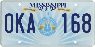 MS license plate OKA168