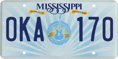 MS license plate OKA170