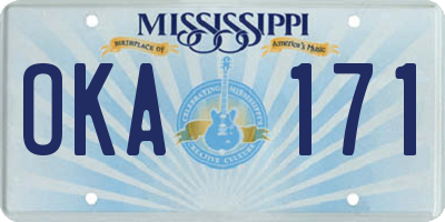 MS license plate OKA171