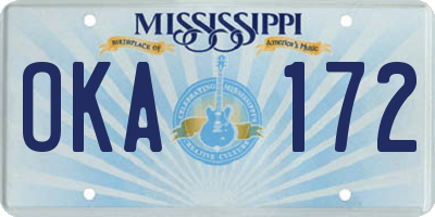 MS license plate OKA172