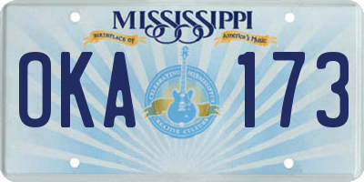 MS license plate OKA173