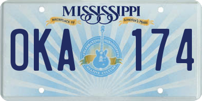 MS license plate OKA174