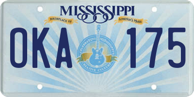 MS license plate OKA175