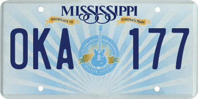 MS license plate OKA177