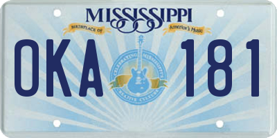 MS license plate OKA181