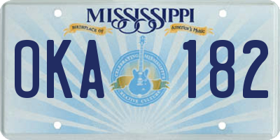 MS license plate OKA182