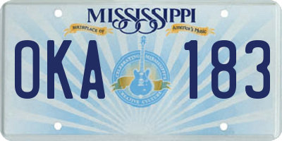 MS license plate OKA183