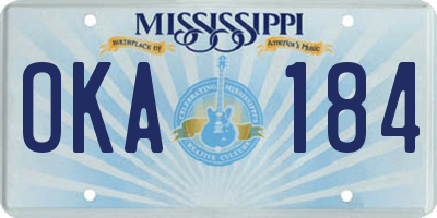 MS license plate OKA184