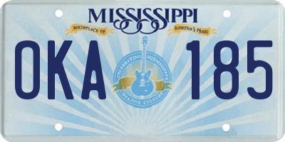 MS license plate OKA185
