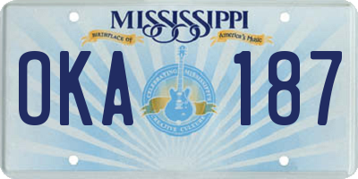 MS license plate OKA187