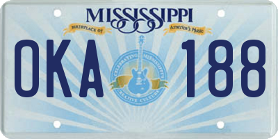 MS license plate OKA188