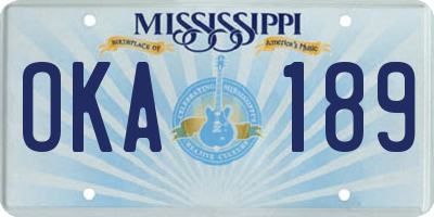 MS license plate OKA189