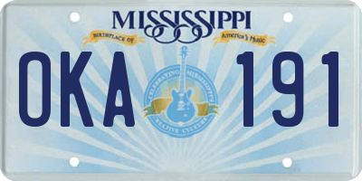 MS license plate OKA191