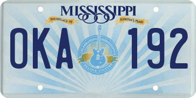 MS license plate OKA192