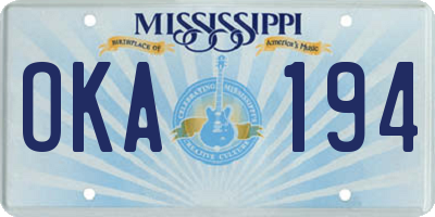 MS license plate OKA194