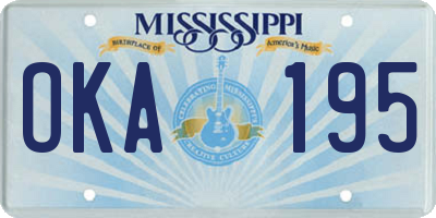 MS license plate OKA195
