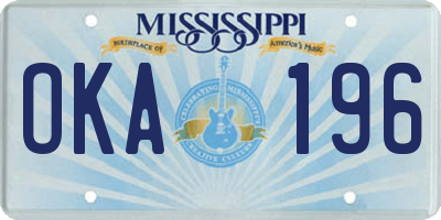 MS license plate OKA196