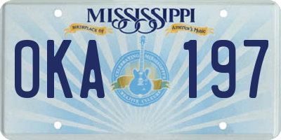 MS license plate OKA197