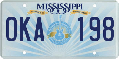 MS license plate OKA198