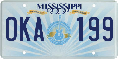 MS license plate OKA199