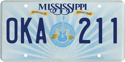 MS license plate OKA211