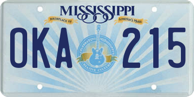 MS license plate OKA215