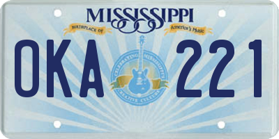 MS license plate OKA221