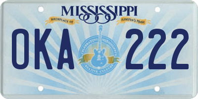 MS license plate OKA222