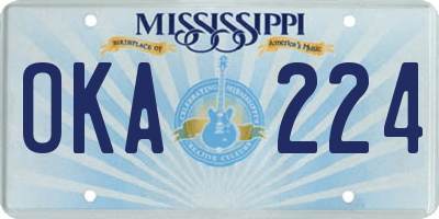MS license plate OKA224