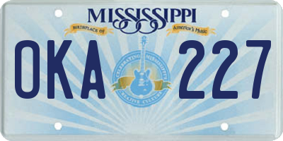 MS license plate OKA227