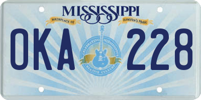 MS license plate OKA228