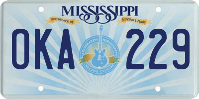 MS license plate OKA229