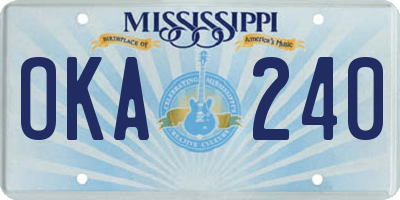 MS license plate OKA240