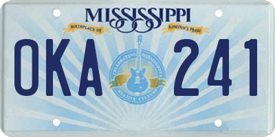 MS license plate OKA241