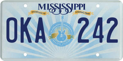 MS license plate OKA242