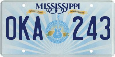 MS license plate OKA243