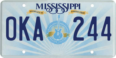 MS license plate OKA244