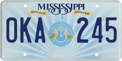 MS license plate OKA245